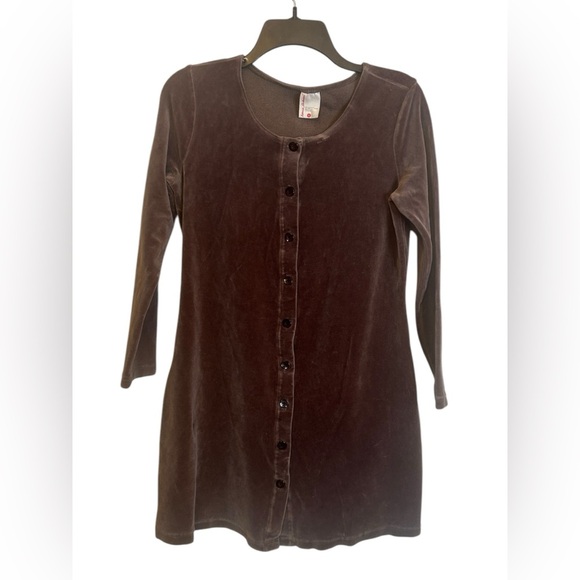 Hanna Andersson Velvet Brown long Sleeve Button Down Dress size Medium - Picture 1 of 6